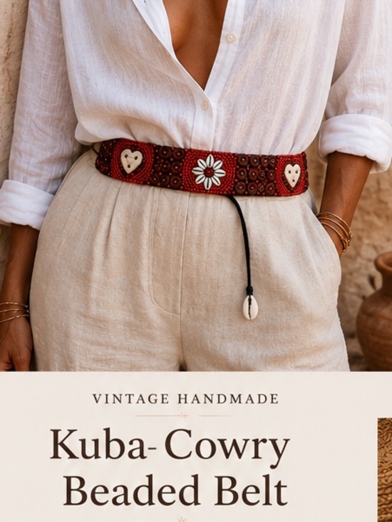 Accessories - VTG Handmade African Kuba Cowrie Shell & Beaded Belt
Artisan Tribal Boho Waist